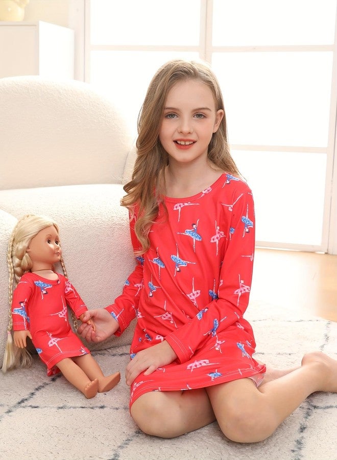 Bow Dream Girl Dress Cute and Matching American Girl Doll Clothes Accessories for Girls Dresses Set Dancing Girl Size 140 - Image 3